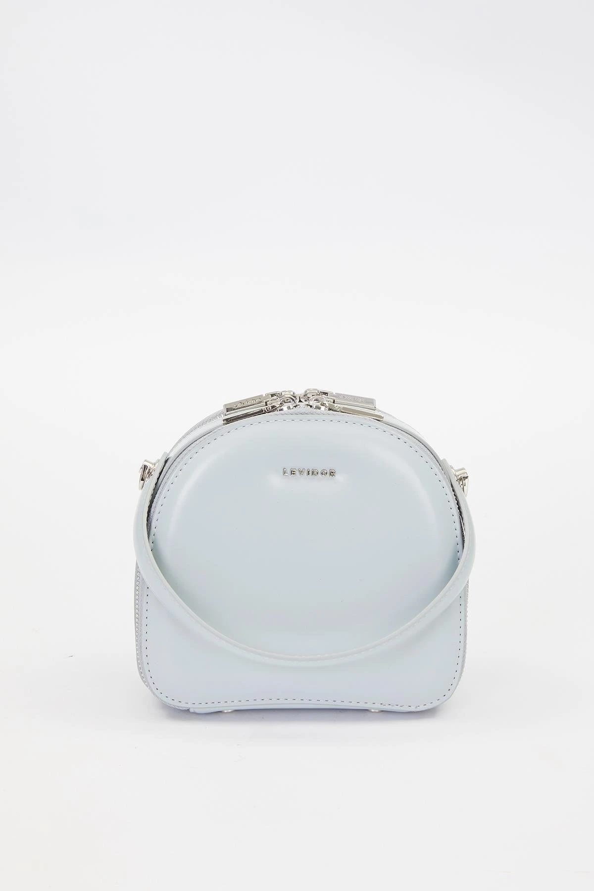 Buz Mavisi Çift Fermuarlı Omuz Çantası