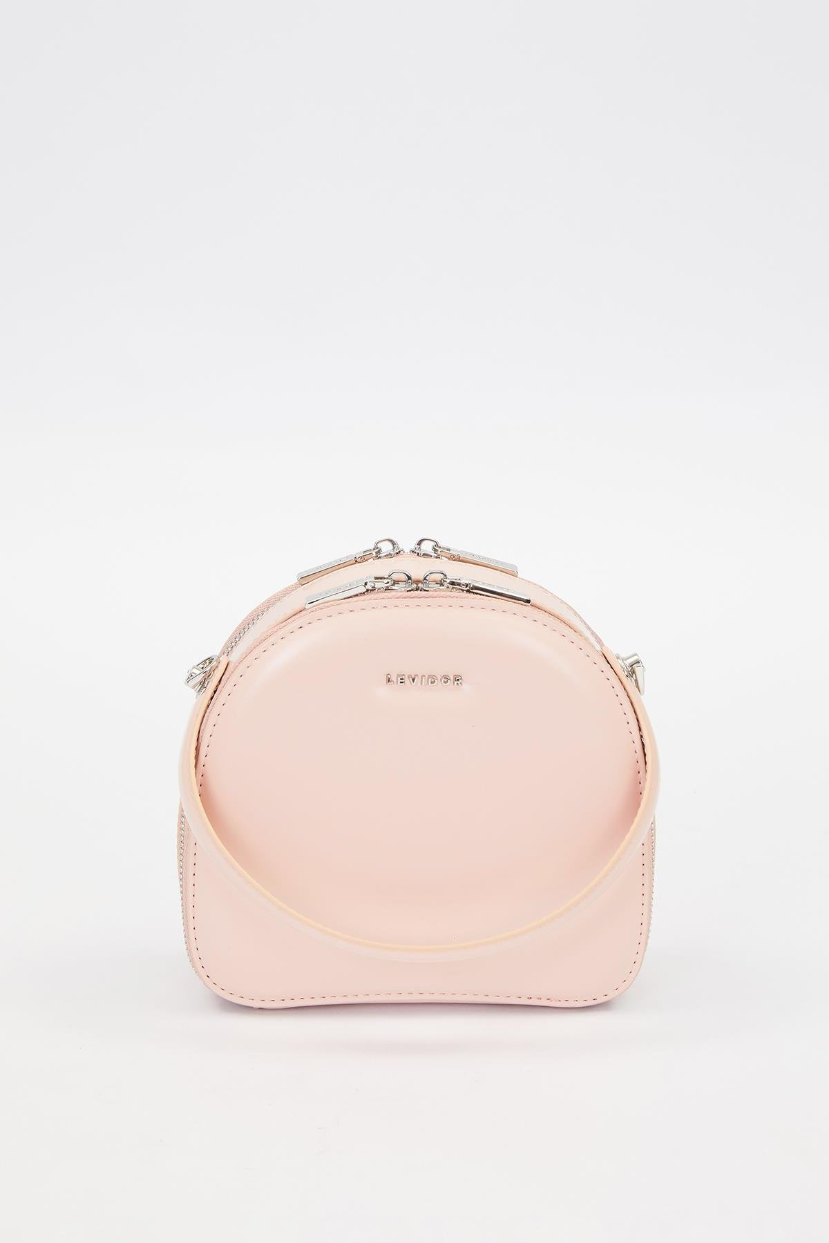 Pembe Çift Fermuarlı Omuz Çantası