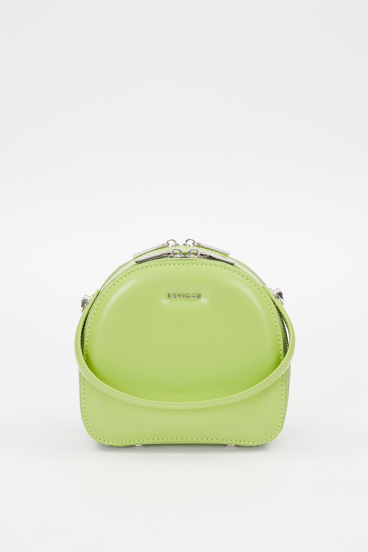 Yeşil Çift Fermuarlı Omuz Çantası