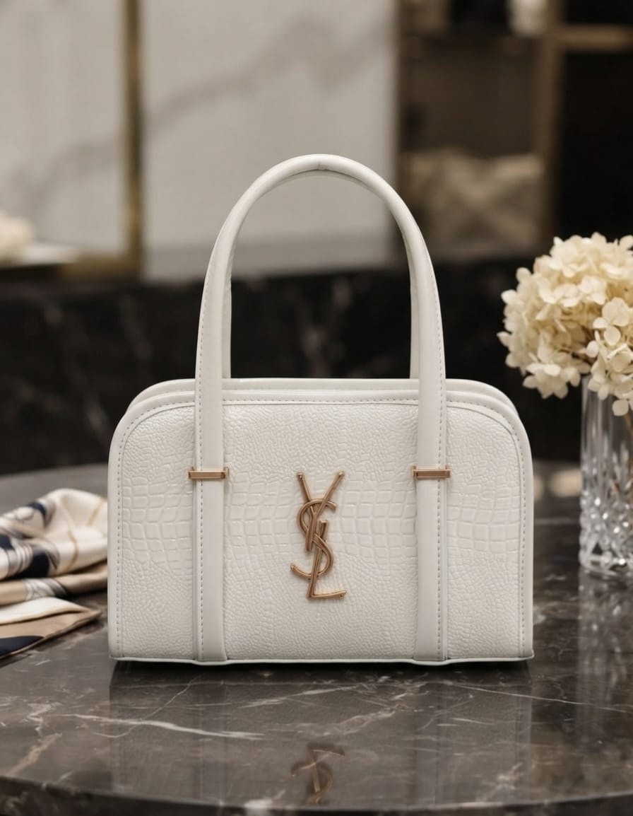 حقيبة "بيرل وايت" (Pearl White Bag) – نقاء الأبيض وفخامة التفاصيل